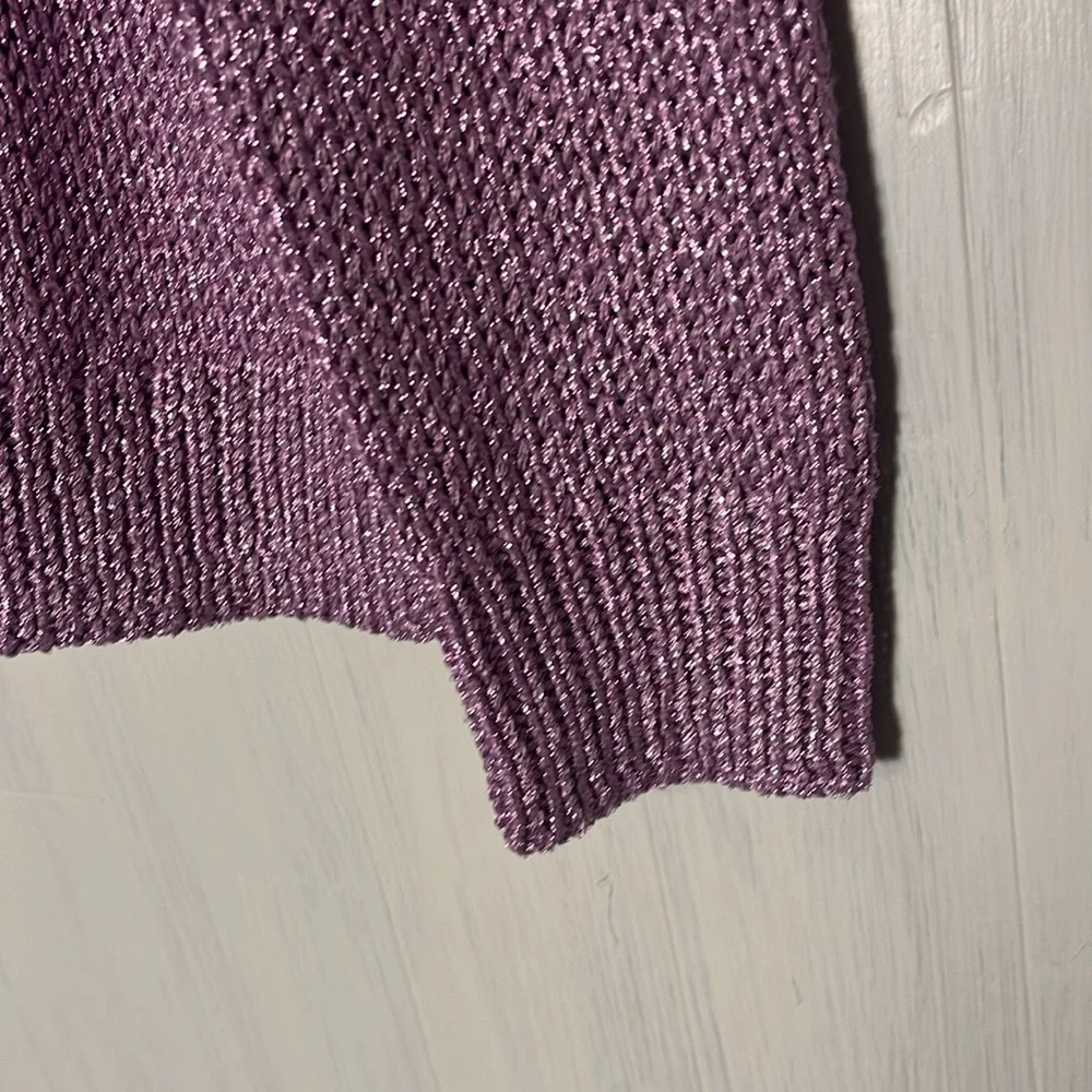 J.Crew Metallic Sparkle Side Slit Purple Pullover Sweater Size M‎